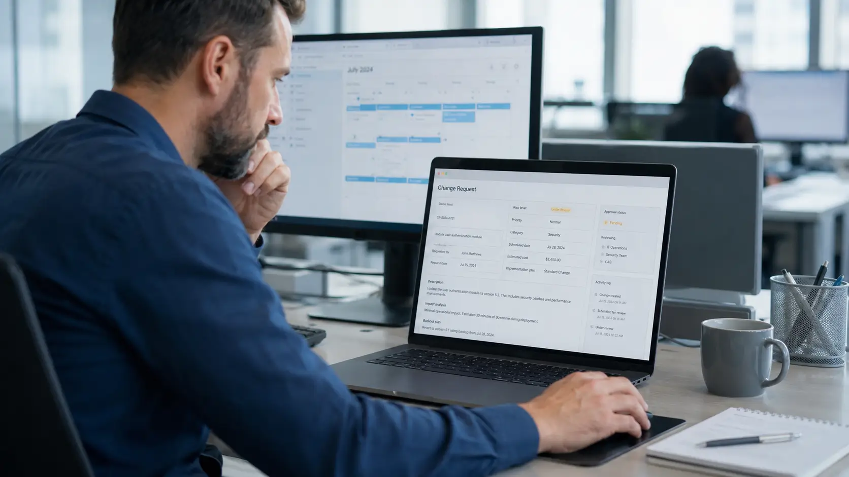 Reviewing an IT change request form