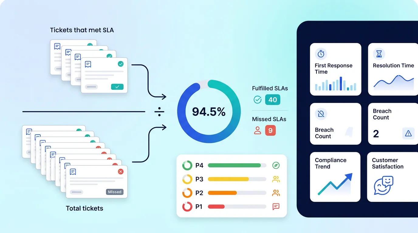 SLA compliance rate metrics dashboard.