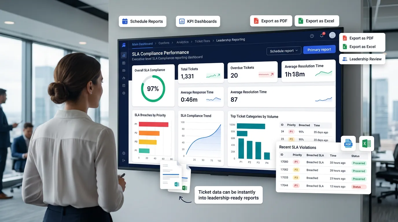SLA reporting dashboard for managers.